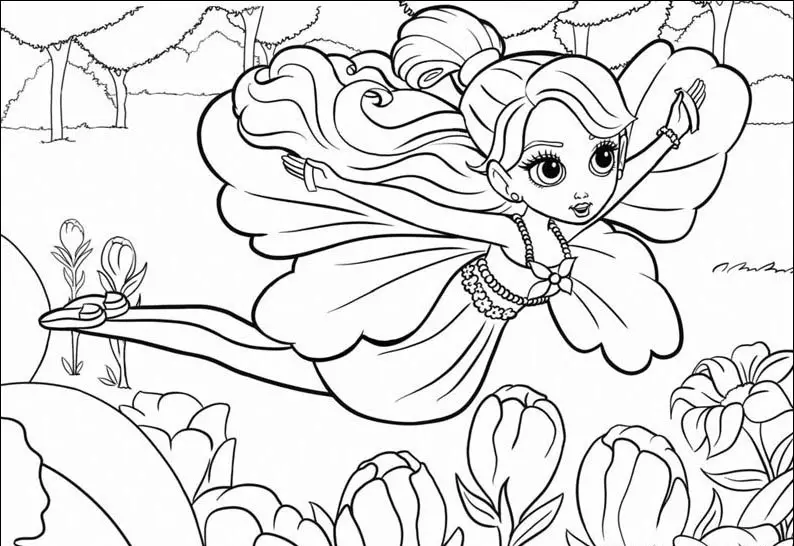Barbie Thumbelina Coloring Picture 7